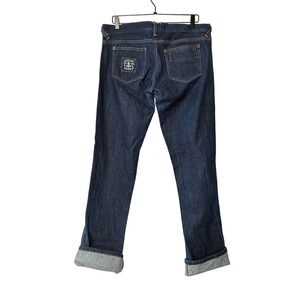 Sailor Jerry Mens Y2k Dark Wash Low Rise Denim Jeans Anchor Made in USA Large